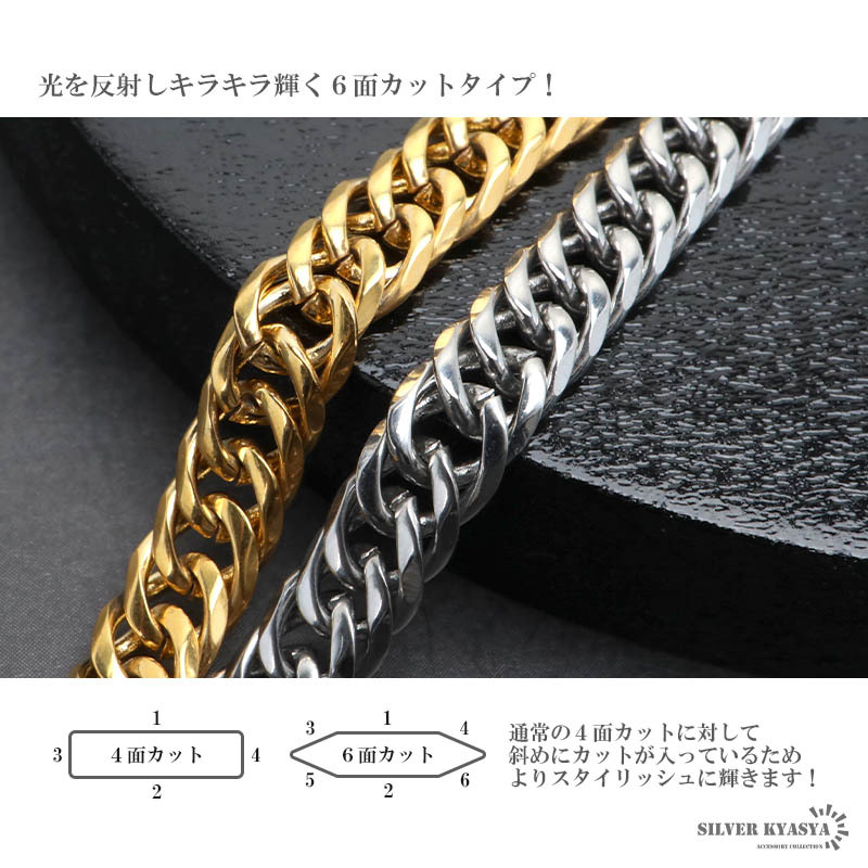 (50cm) 幅5mm ステンレス ダブル喜平チェーンネックレス 6面カット 18k GP ゴールド ネックレスチェーン 男性