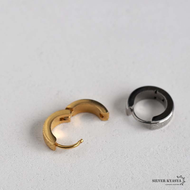 (ゴールド) グリッター フープピアス ステンレス メンズ シンプルピアス ゴールド シルバー 金屬アレルギー対応 片耳 1點(diǎn)