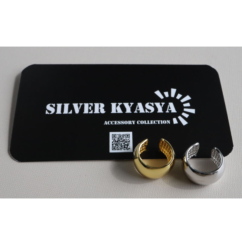 (シルバー) シンプルイヤーカフ プレーンイヤーカフ シルバー925 18KGP ゴールド 甲丸 幅広 片耳用 金屬アレルギー対応