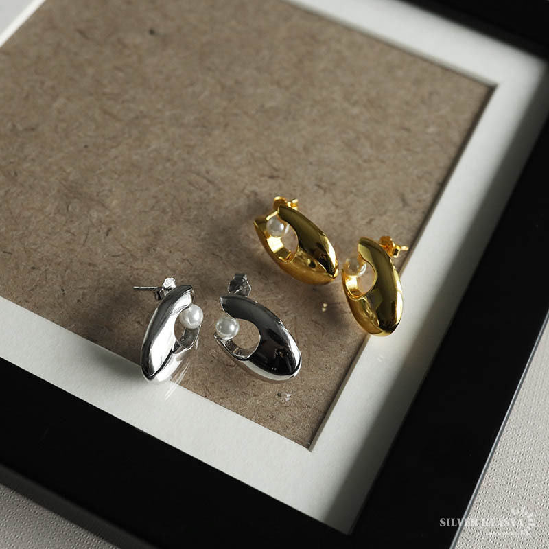 (シルバー) パールピアス シルバー925 貝パール 1粒 スタッドピアス 両耳用 2點(diǎn)セット シルバー 金屬アレルギーフリー