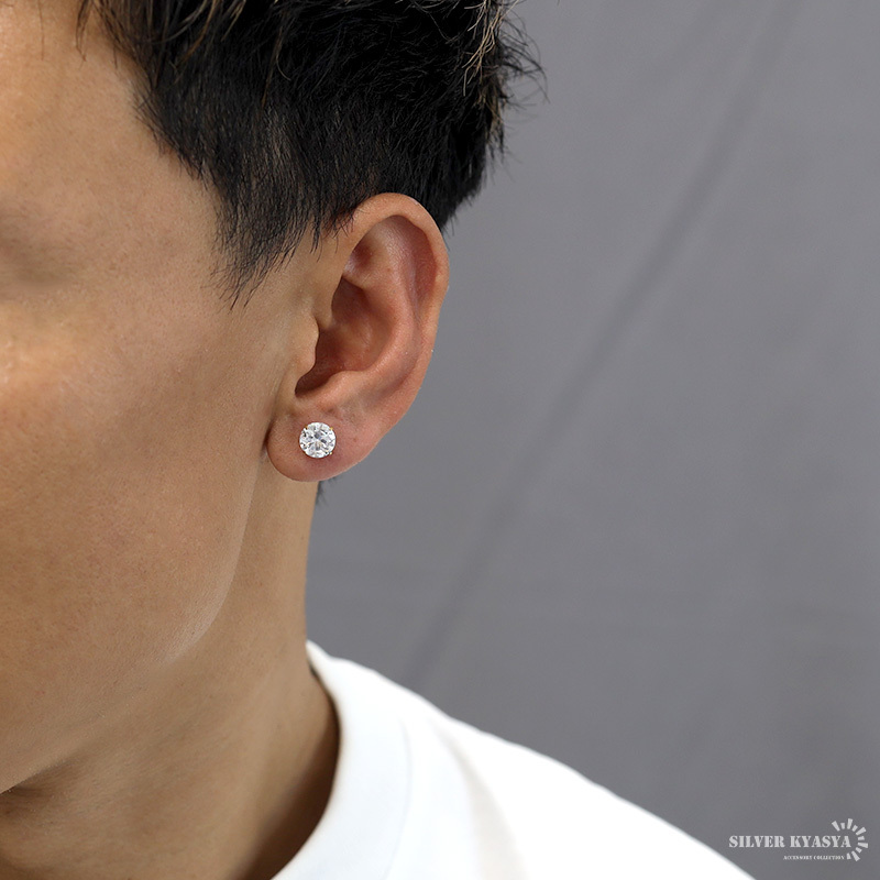 (8mm) 両耳 ステンレス素材 ダブルストーンピアス cz キラキラ ねじ式 ピアス 一粒ピアス ゴールド サイズ2mm~8mm