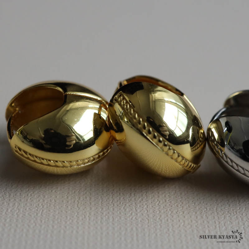 (ゴールド) シルバー925 ボールピアス ワイドピアス ゴールド 18k gp フープピアス 両耳 金屬アレルギーフリー