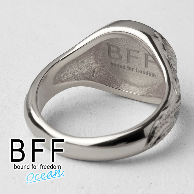 (16號(hào)) BFF ブランド 印臺(tái)リング メンズ 丸型 指輪 シルバー925 シルバー 手彫り 金屬アレルギー対応 専用BOX付屬