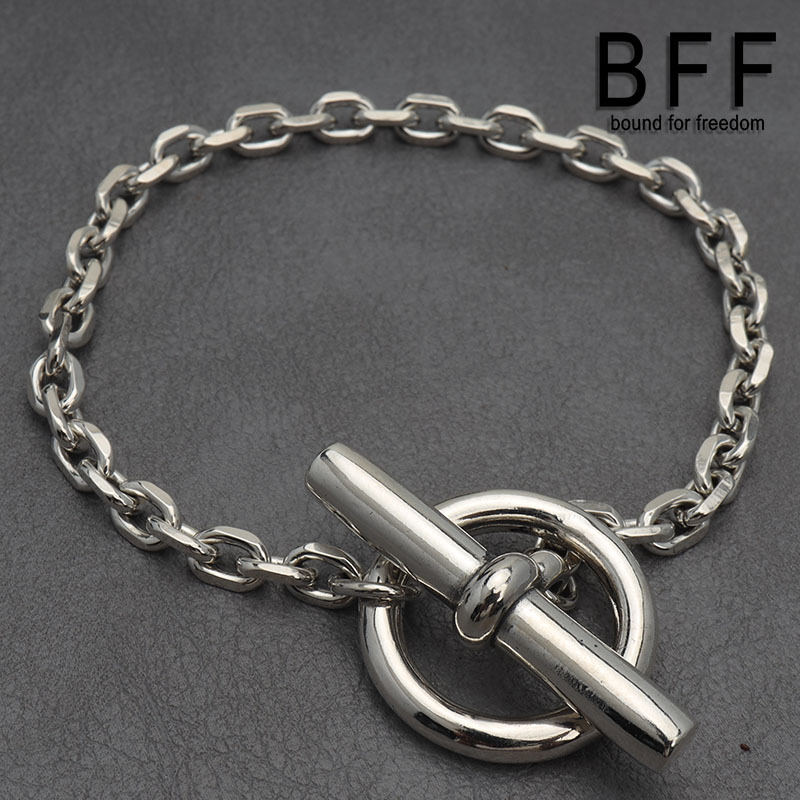 (18.5cm) BFF ブランド 幅5mm マンテル チェーンブレスレット 925 重厚感 金属アレルギー対応 専用BOX付属