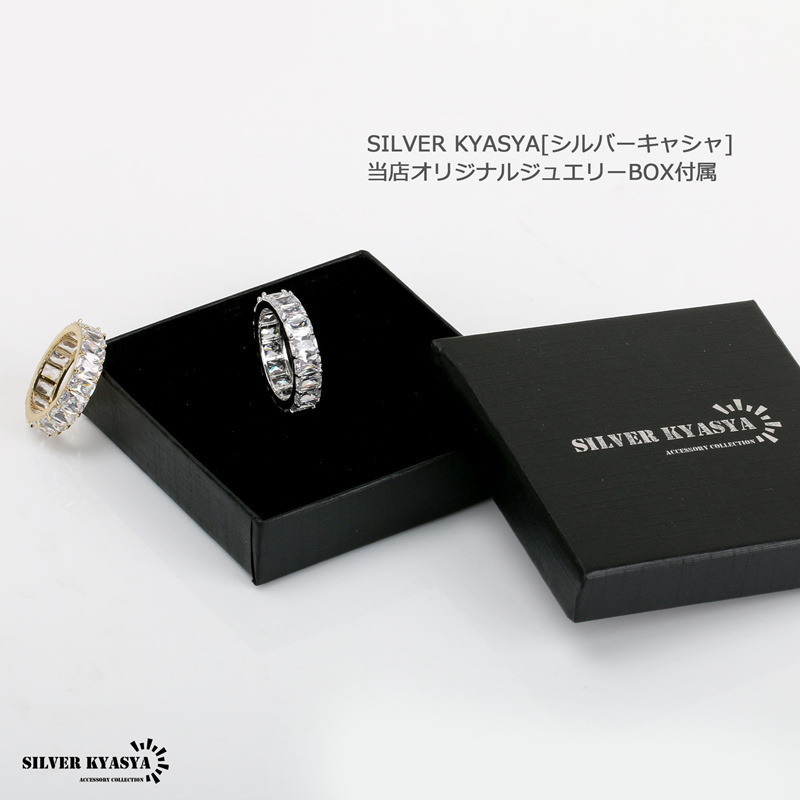 (ゴールド、23號) ブリンブリン スクエア カット リング 指輪 テニス CZ 爪留め 18K BOX付屬