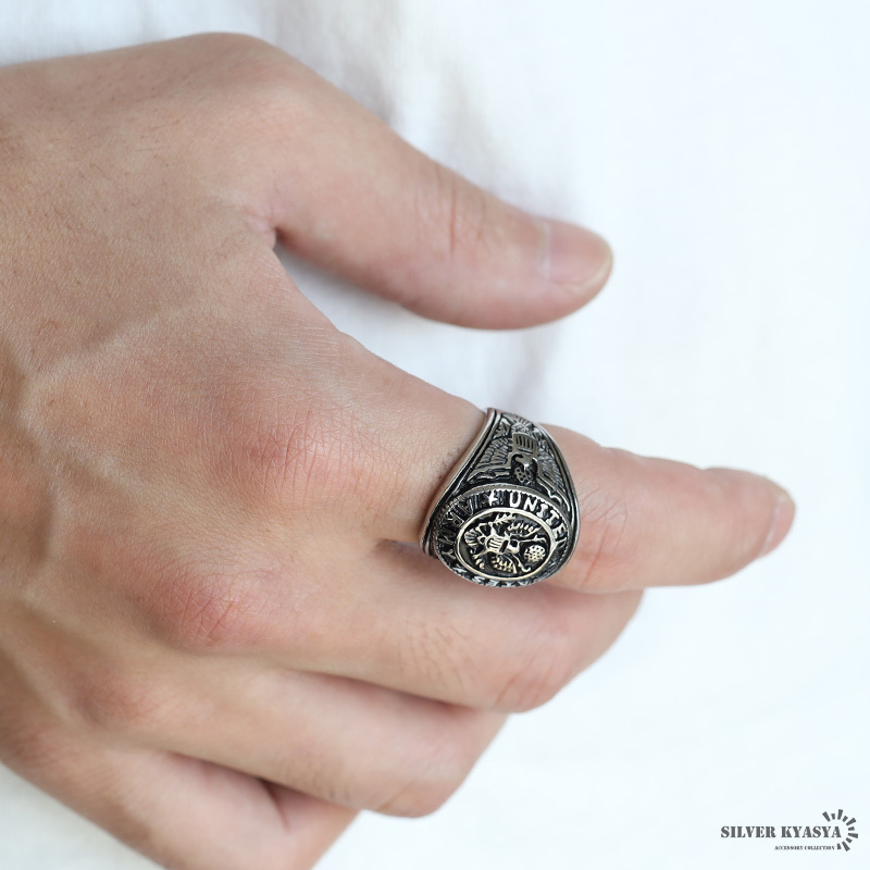 (29 номер ) нержавеющая сталь кольцо "college ring" серебряный silver.. способ Eagle широкий кольцо мужской кольцо металл аллергия соответствует 