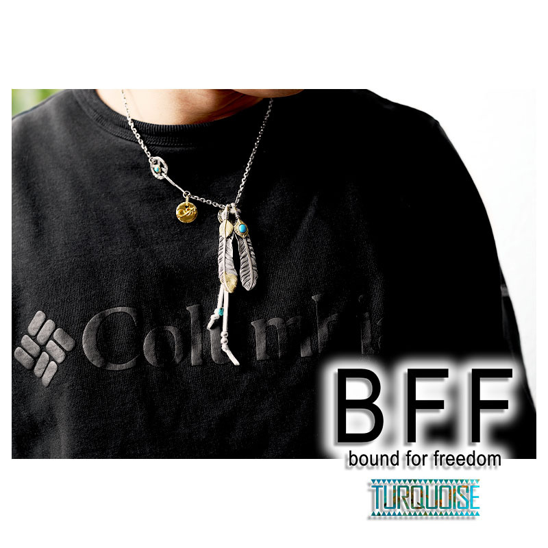BFF бренд перо колье мужской серебряный 925 сверху золотой . золотой бирюзовый Triple Tang .ala Beth k специальный BOX приложен 