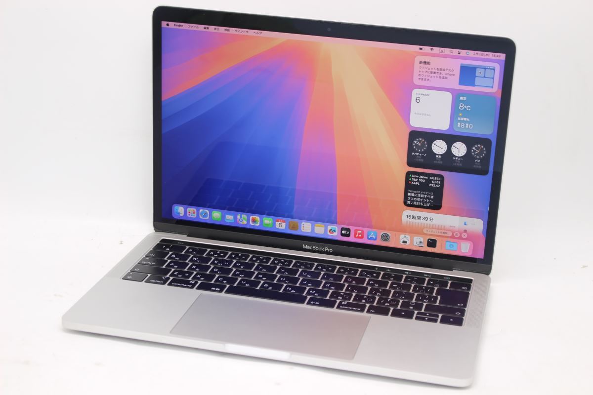 中古良品 2K対応 13.3型 Apple MacBook Pro A1989 (Mid-2018 TouchBar) macOS 15 Sequoia 八世代 i7-8559u 16GB NVMe 256GB-SSD 管:1558h