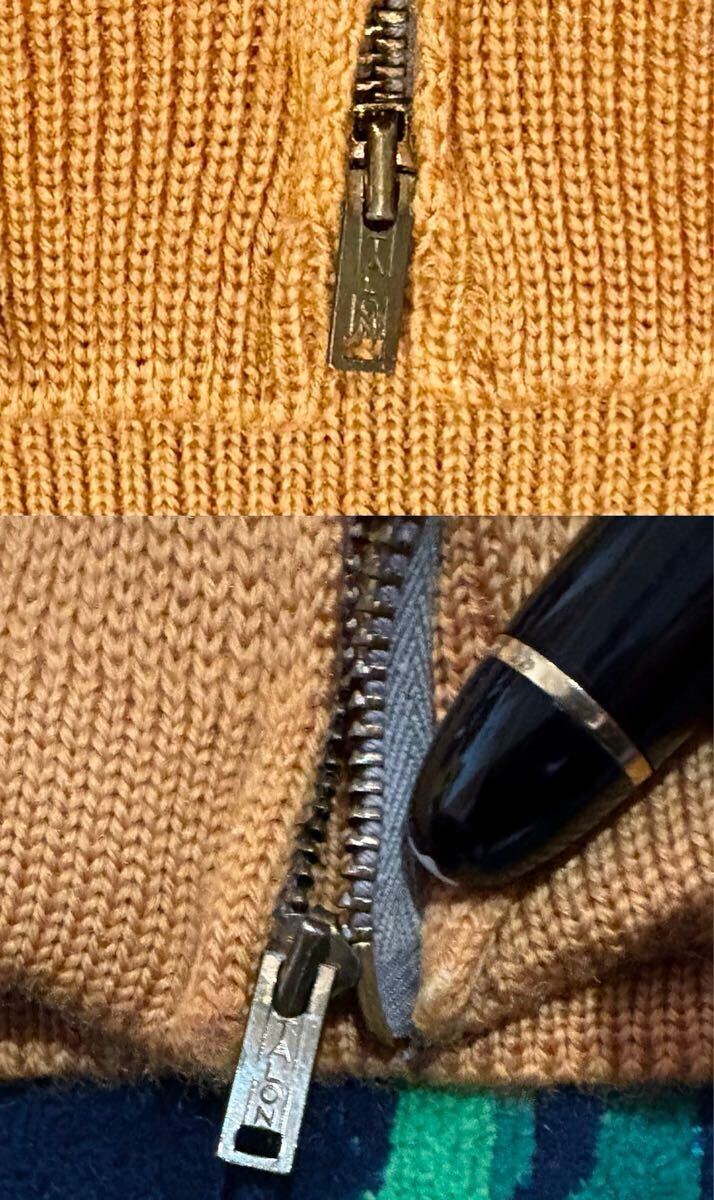 прекрасный товар **50s*Avalanche by Lasley-Seattle*Lettered (TALON)Zip Up Cardigan*Weyerhaeuser Uni*XL* Gold *Virgin Wool* America производства 