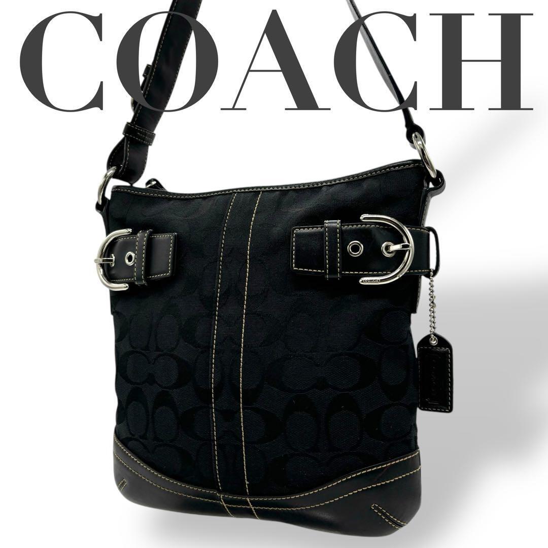 未使用級 COACH コーチ ショルダーバッグ レザー 黒 ブラック 肩掛け