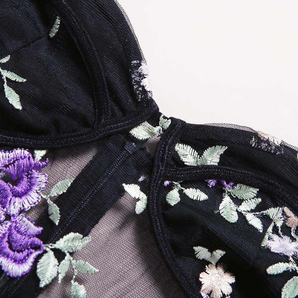 LGH643#黒L 刺繍 花柄レース 美胸美尻 ハイレグ レオタード レディースランジェリー ボディスーツ エロ下着 ナイトウェア コスプレ_画像8