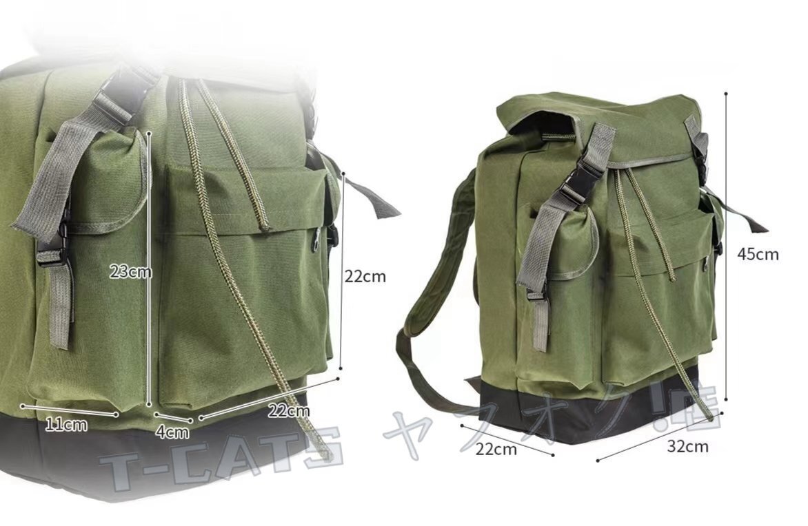 ☆新品大容量 多機(jī)能 70L アーミーグリーン キャンバス カープ フィッシング バッグ フィッシング タックル バック パック 耐久性