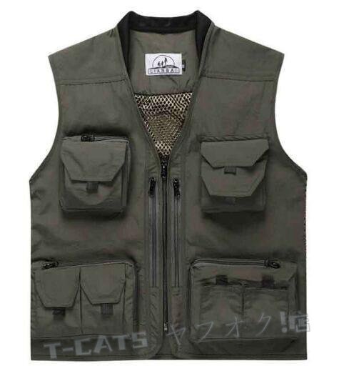 ☆新品メンズ ベスト カメラマンベスト フィッシングベスト アウトドア メッシュ 多機(jī)能 お釣り 登山服 撮影用