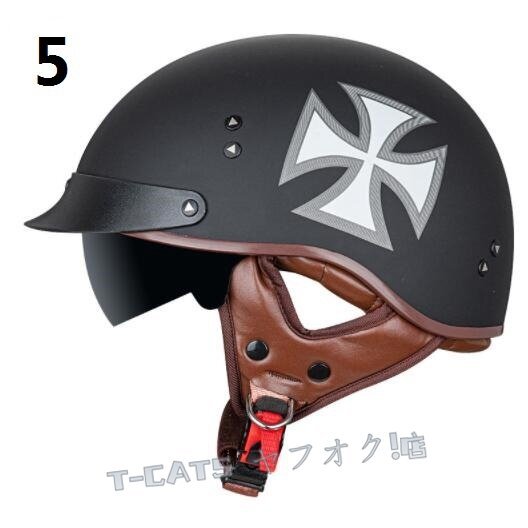 ☆新品人気 ハーフヘルメット 內(nèi)蔵ゴーグル 半帽ヘルメット バイクヘルメット 半キャップ ヘルメットVF02 男女兼用 A サイズ：XXL-5