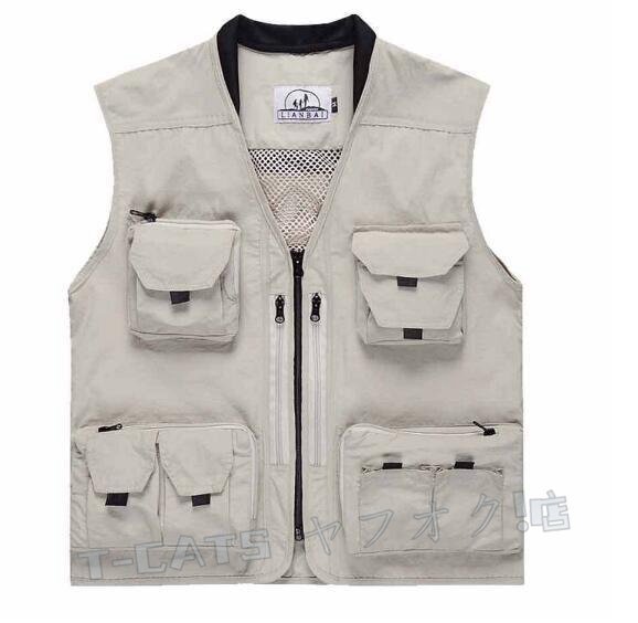 ☆新品メンズ ベスト カメラマンベスト フィッシングベスト アウトドア メッシュ 多機(jī)能 お釣り 登山服 撮影用