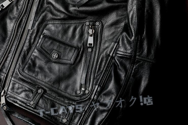 ☆新品ハレーバイクレザージャケット 上品　本革 牛革　ライダースジャケット 革ジャン Ｓ～6XL　秋冬　メンズ　