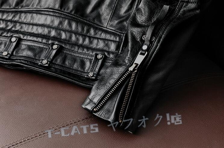 ☆新品ハレーバイクレザージャケット 上品　本革 牛革　ライダースジャケット 革ジャン Ｓ～6XL　秋冬　メンズ　