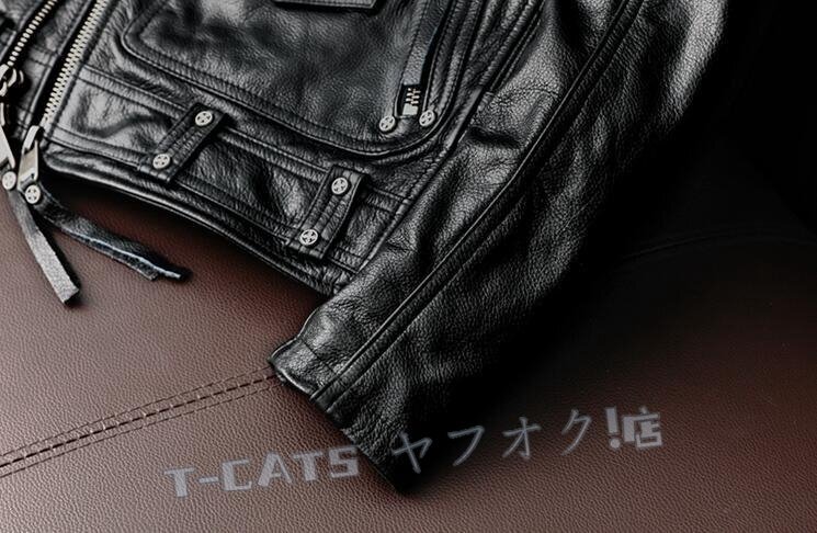 ☆新品ハレーバイクレザージャケット 上品　本革 牛革　ライダースジャケット 革ジャン Ｓ～6XL　秋冬　メンズ　