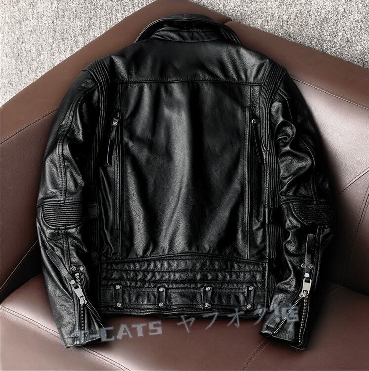 ☆新品ハレーバイクレザージャケット 上品　本革 牛革　ライダースジャケット 革ジャン Ｓ～6XL　秋冬　メンズ　