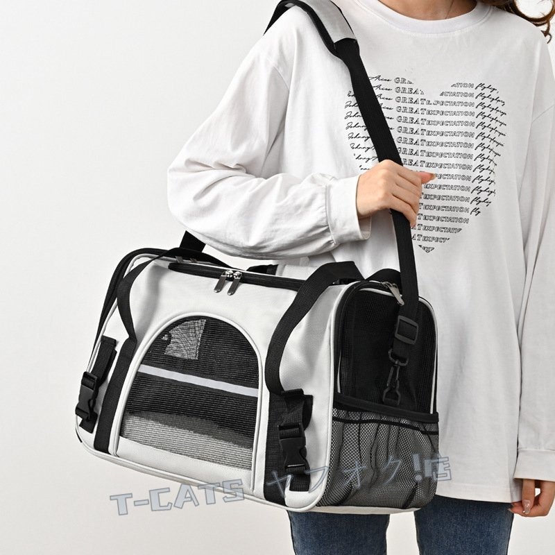 ☆新品キャリーバッグ ペットキャリー ショルダー 手提げ 貓 小型犬 お灑落 通気性 旅行 通院 3way (紫)