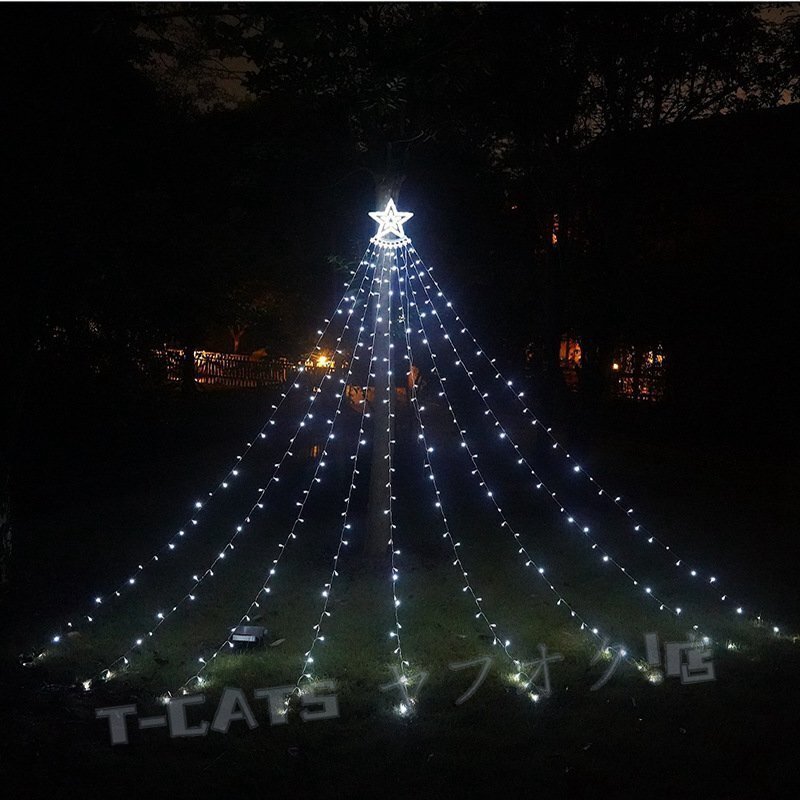 新品クリスマス用 LEDイルミ 星型 ナイアガラ LEDイルミネーション 飾り付け 8種點(diǎn)燈モード カーテンライト つらら 晝白色
