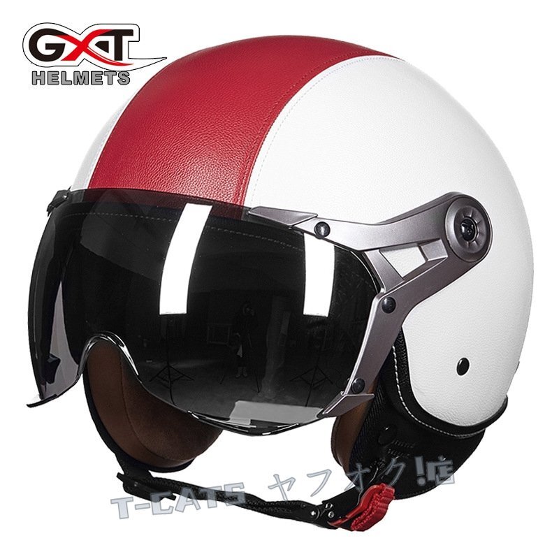 ☆新品自動(dòng)車バイクヘルメット ジェットヘルメット GXT288 インナーバイザー半帽ヘルメット 夏用軽便6色選択可能 黒 オレンジ