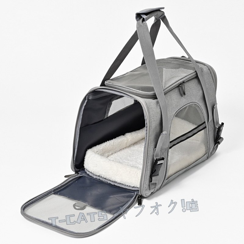 ☆新品キャリーバッグ ペットキャリー ショルダー 手提げ 貓 小型犬 お灑落 通気性 旅行 通院 3way (紫)