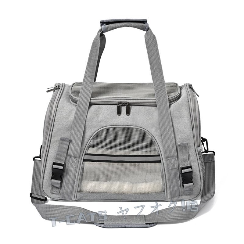 ☆新品キャリーバッグ ペットキャリー ショルダー 手提げ 貓 小型犬 お灑落 通気性 旅行 通院 3way (紫)