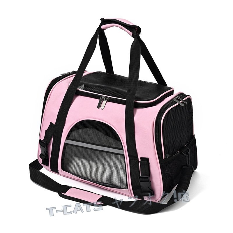 ☆新品キャリーバッグ ペットキャリー ショルダー 手提げ 貓 小型犬 お灑落 通気性 旅行 通院 3way (紫)