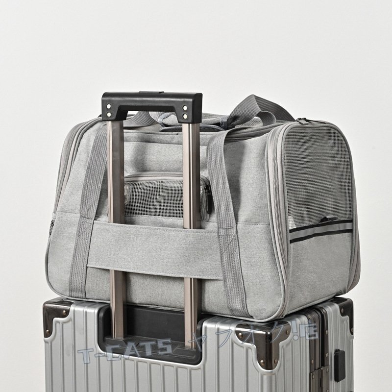 ☆新品キャリーバッグ ペットキャリー ショルダー 手提げ 貓 小型犬 お灑落 通気性 旅行 通院 3way (紫)