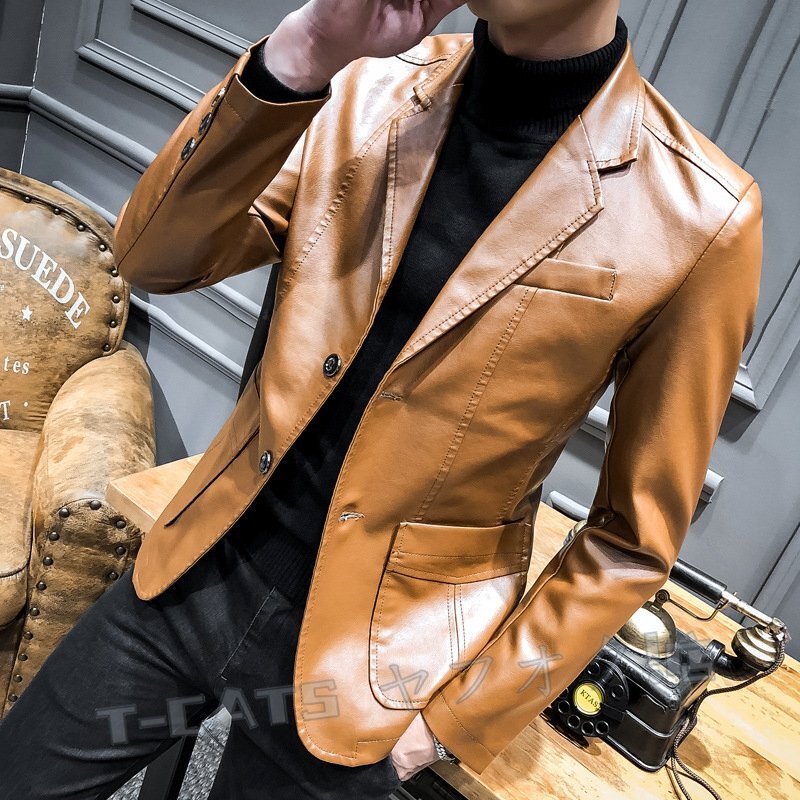 新品革ジャンバイクジャケット 皮革ジャケット レザージャケット ジャンパー ブルゾン メンズ ライダースジャケット M~4XL レッド