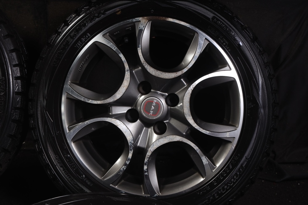 ★バリ山 185/55R15 MAKアルミ PCD98/6J/+35/4穴 國産ダンロップ スタッドレス 4本セット アルファロメオ、フィアット500等