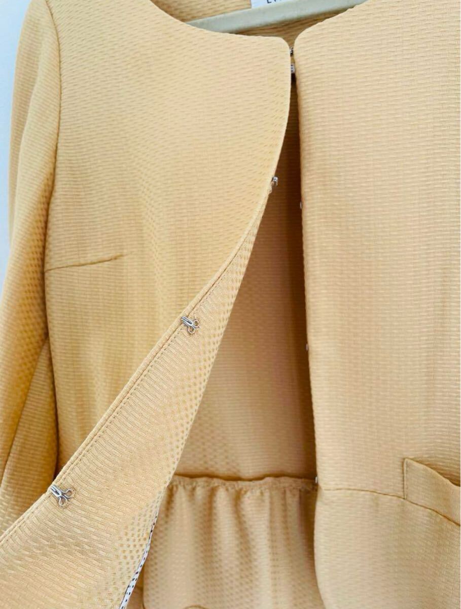 リンクイットオール ジャケット サイズ38 着用回数少 イエロー 春物 ノーカラー ジャケット_画像4