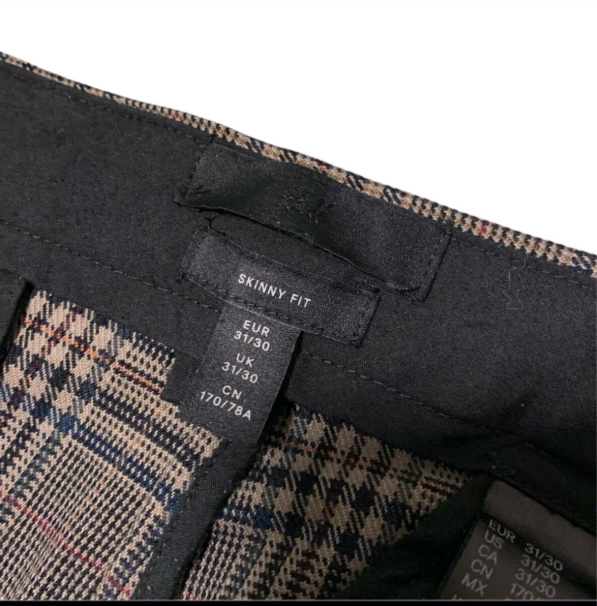送料込！最終値下げ▲H&M エイチアンドエム▲チェック柄スキニーパンツEUR31▲SKINNY FIT▲