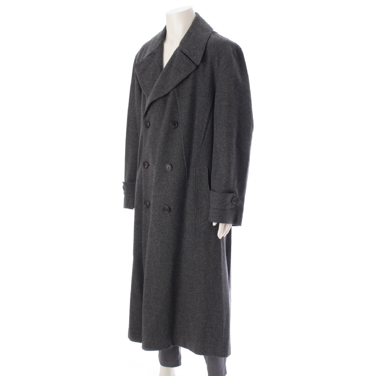 イッセイミヤケ 99AW メン ウール プリーツ トレンチ オーバー トレンチコート ME93-FA061 グレー L【中古】