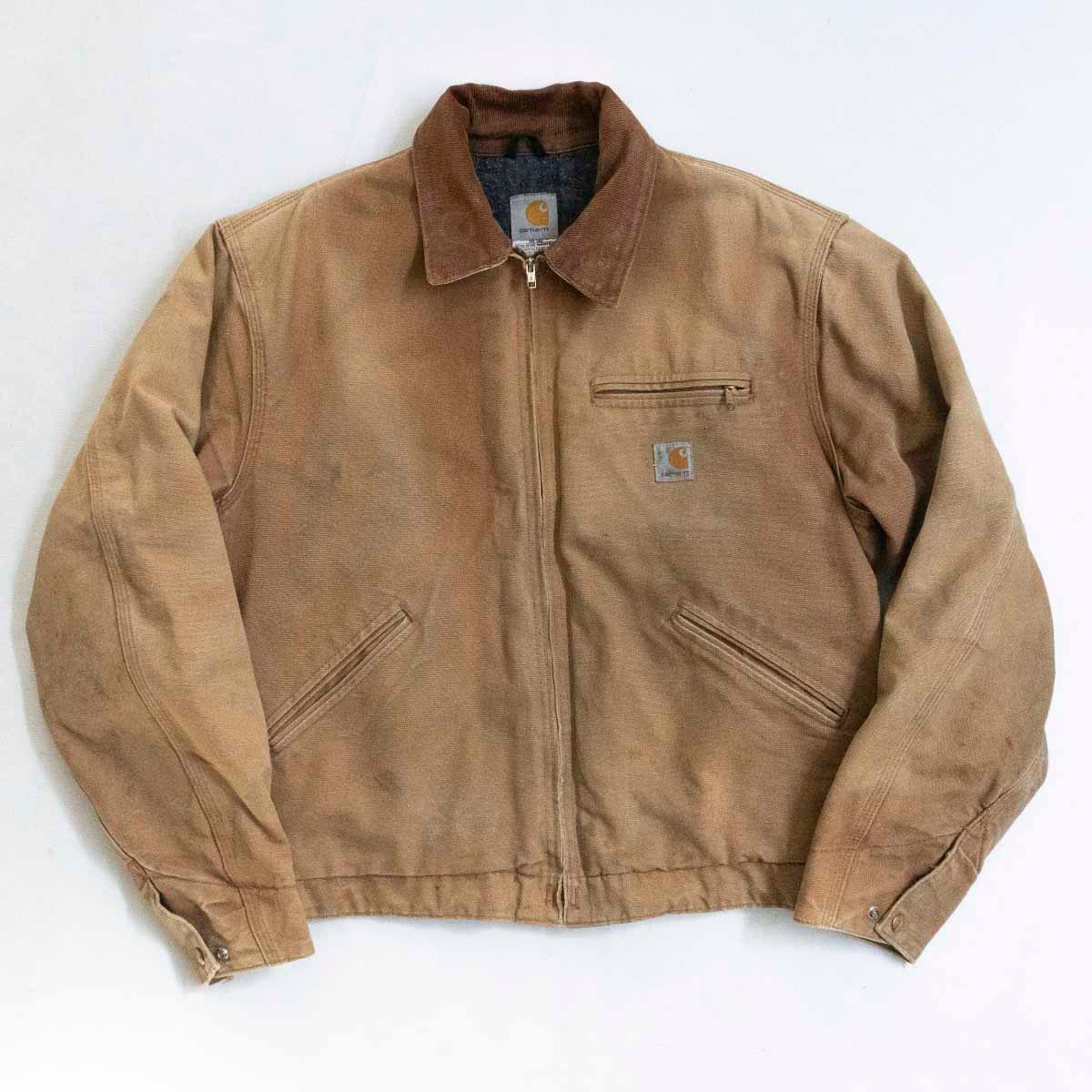 【雰囲気抜群/USA制】Carhartt【DETROIT JACKET デトロイトジャケット】44 J01 BRN ブラウン ダック カーハート 古著 25020524