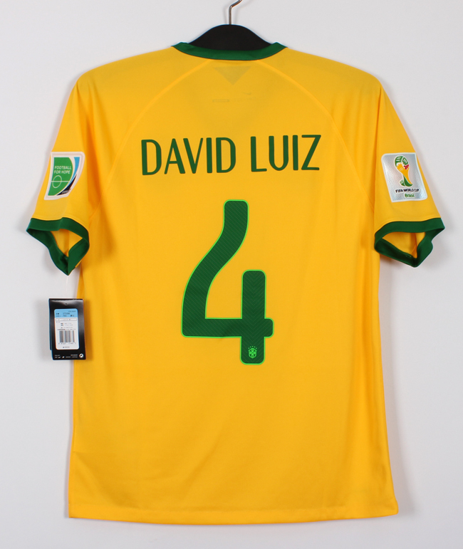 14W杯 ブラジル CBF Brazil(H)#4 ダヴィド?ルイ DAVID LUIZ 半袖 nike正規(guī) 2014 WorldCup M