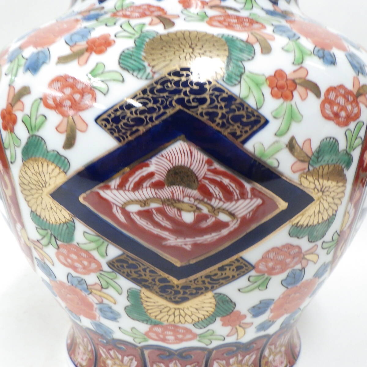 スタンドライト用 壺 有田焼/古伊万里/秀峰在銘/赤絵/金彩