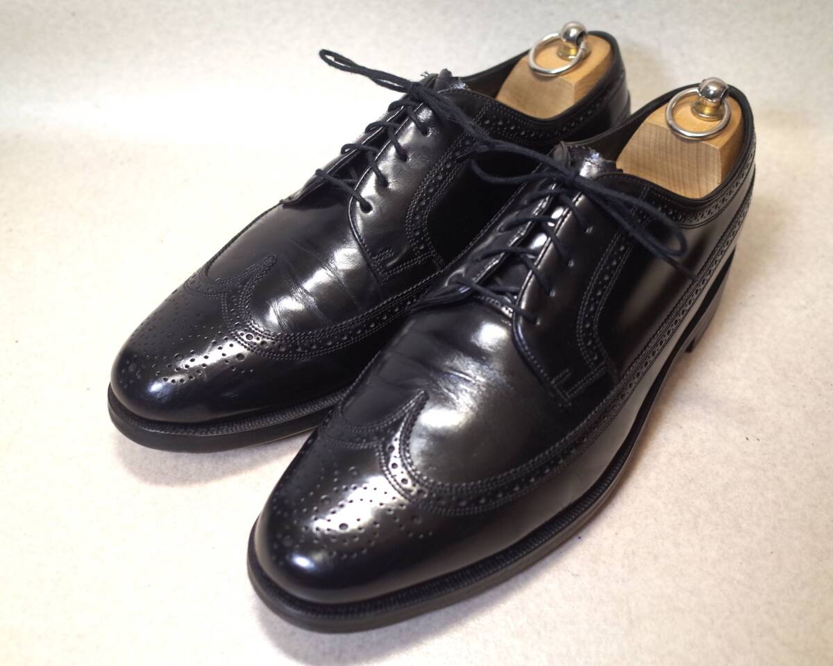 【即決価格落札で送料無料】4795■FLORSHEIM/フローシャイム■ロングウイングチップ/ブラックラピド/28.5cm■