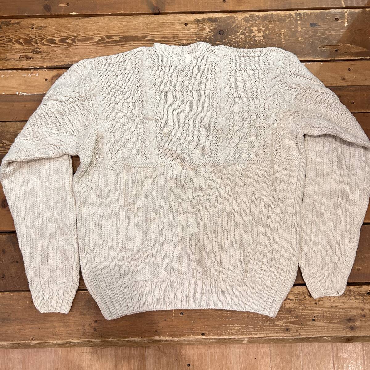 POLO SPORT / ポロスポーツ ハンドニット ケーブルニット セーター メンズ Lサイズ ホワイト 長袖 ラルフローレン 古着 USED_画像2