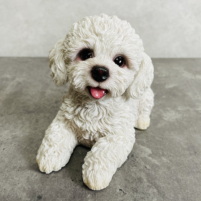 置物 犬 かわいい 動物 玄関 見上げるトイプードル 白 おしゃれ インテリア ガーデンオーナメント woobia ウービア_画像1