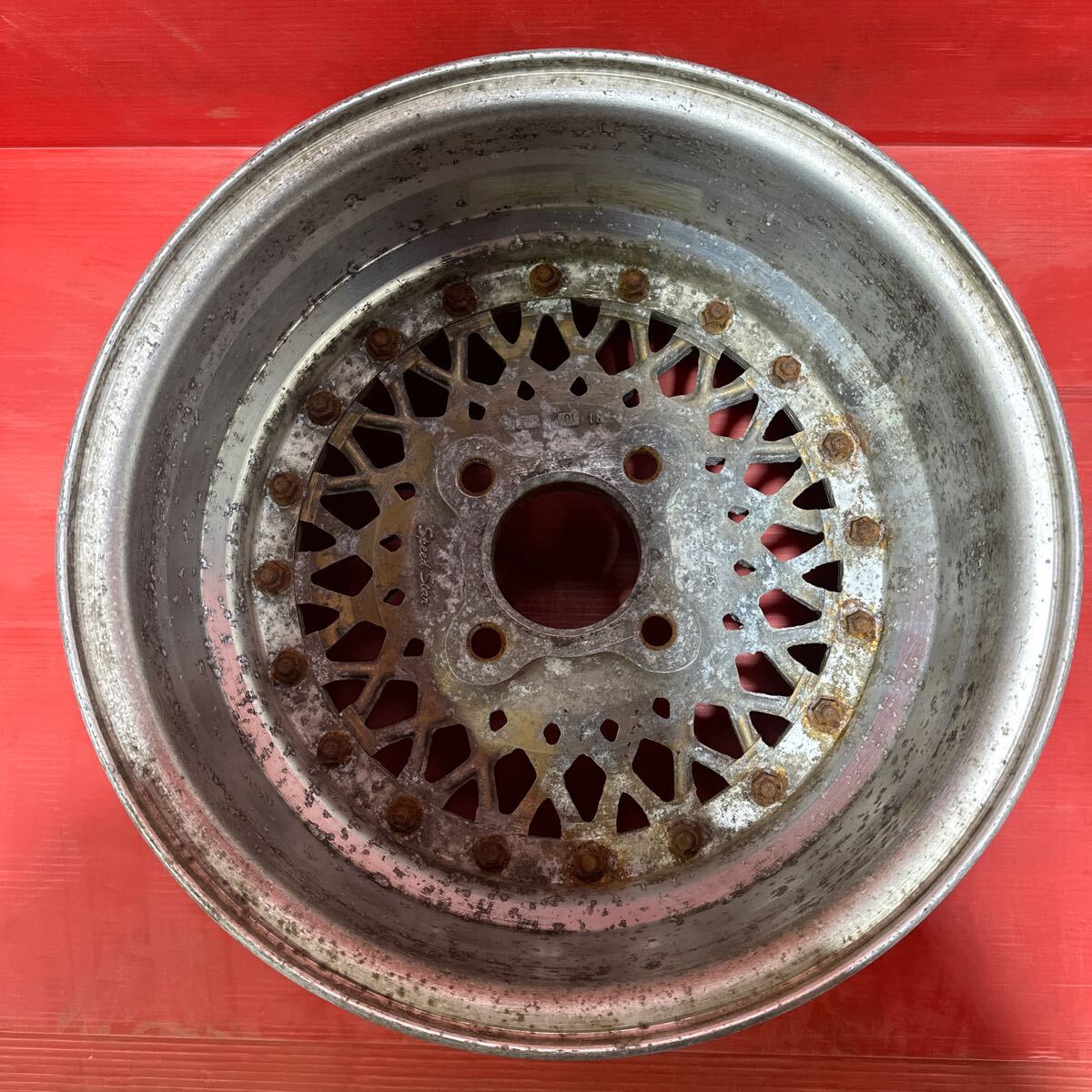 SSR スターフォミューラ　14x8J 114.3-4穴　オフセット：-8 （すべて実測）ハブ：72mm １本 当時物 旧車 深リム_画像4