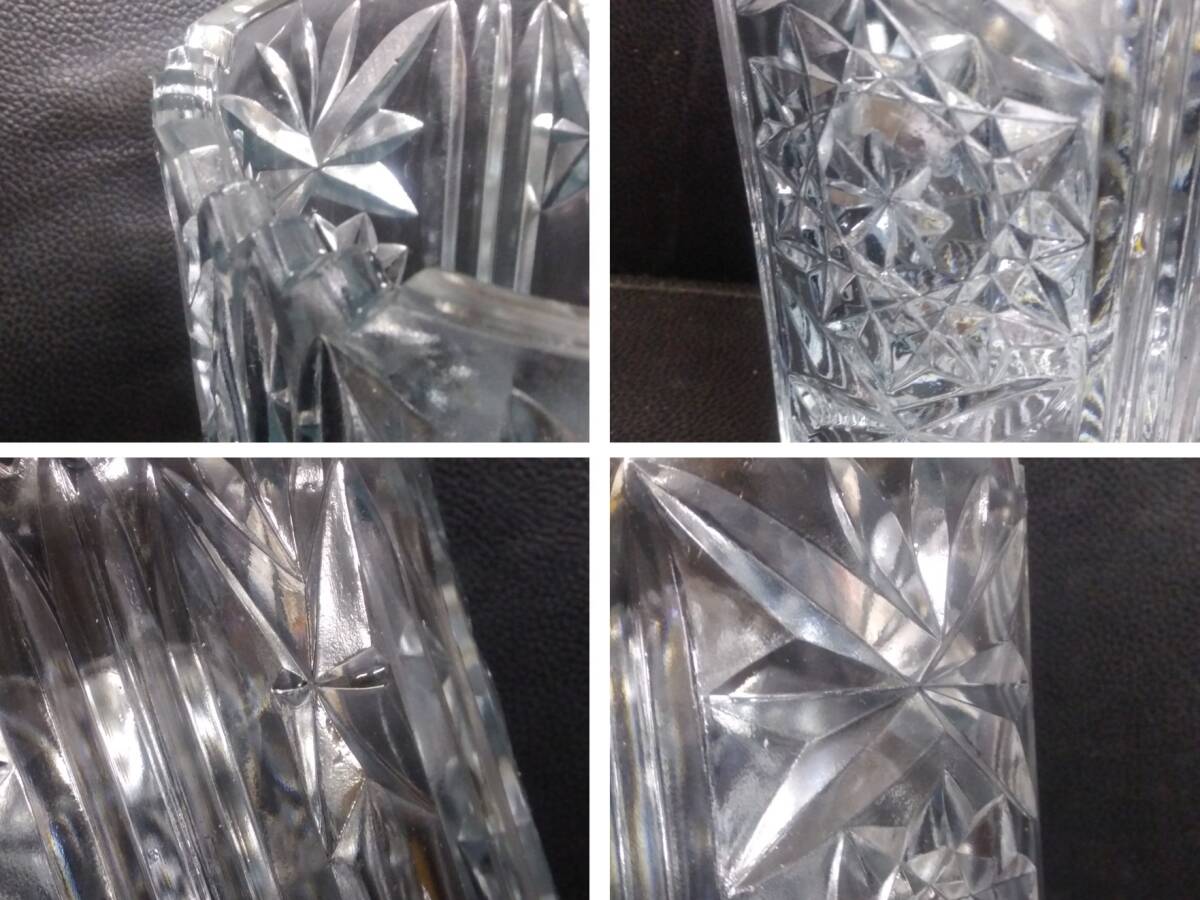 《花器》 ガラス製「カットグラスの大きな花瓶」 高さ：約23cm・口：約13.7cm・重量：約1.8kg インテリア・小物雑貨・置物_画像9