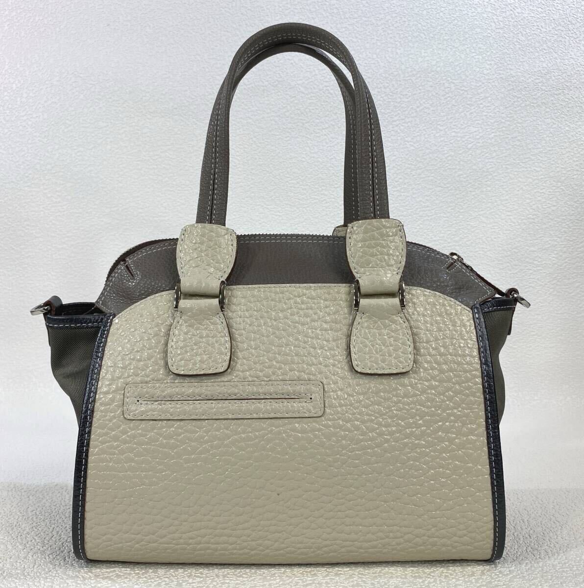 ☆未使用☆ PELLE BORSA ペレボルサ 日本制 牛革＆ナイロン ２ウェイ トートバッグ 