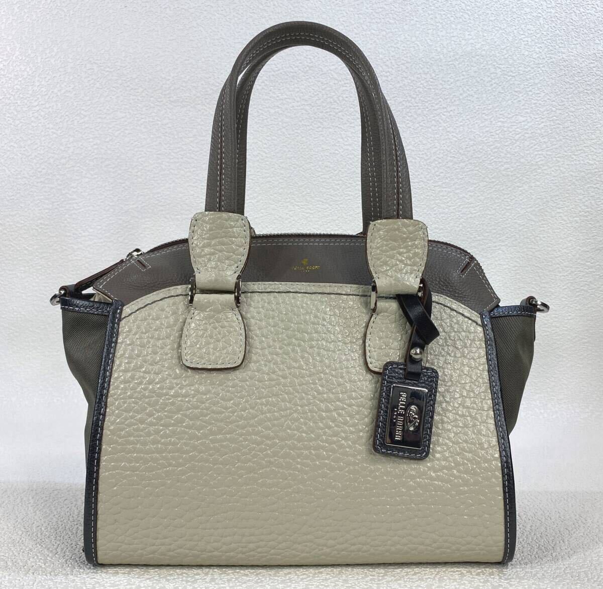 ☆未使用☆ PELLE BORSA ペレボルサ 日本制 牛革＆ナイロン ２ウェイ トートバッグ 