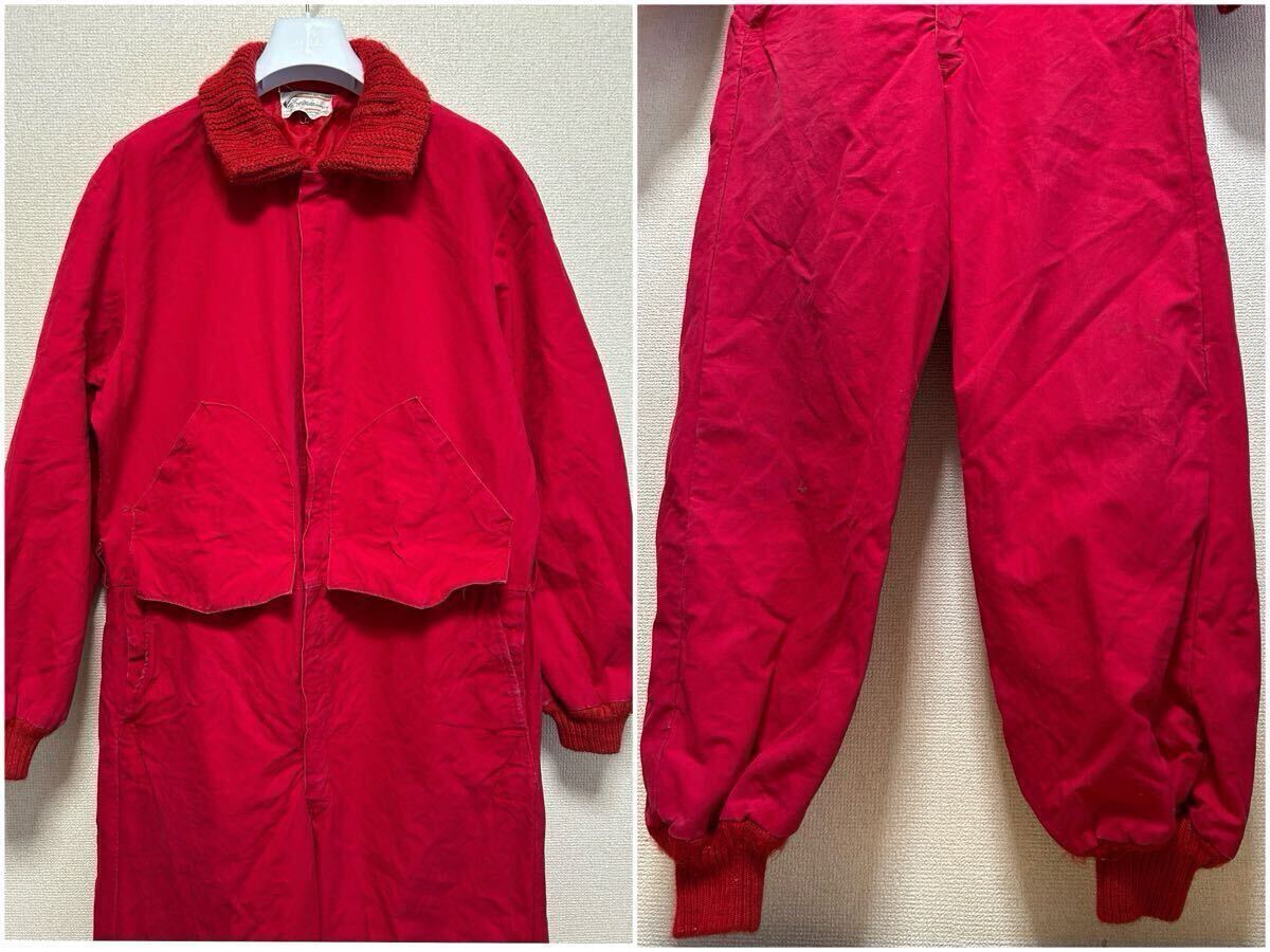 60's70's Ted Williams ワーク オールインワン つなぎ USA製 size 44 赤 Red USAヴィンテージ Vintage GRIPPER ZIPPER つなぎ・オーバーオール