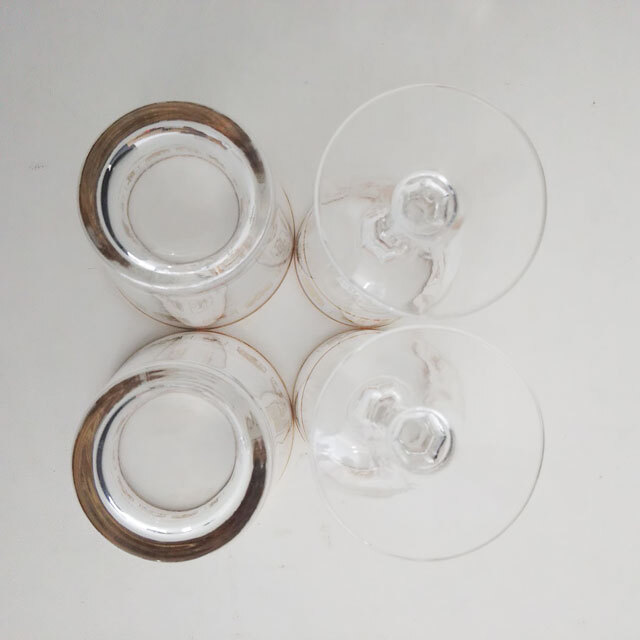 カメイガラス グラス 4個 タンブラー ワイングラス コップ 金彩 洋食器 レトロ_画像3