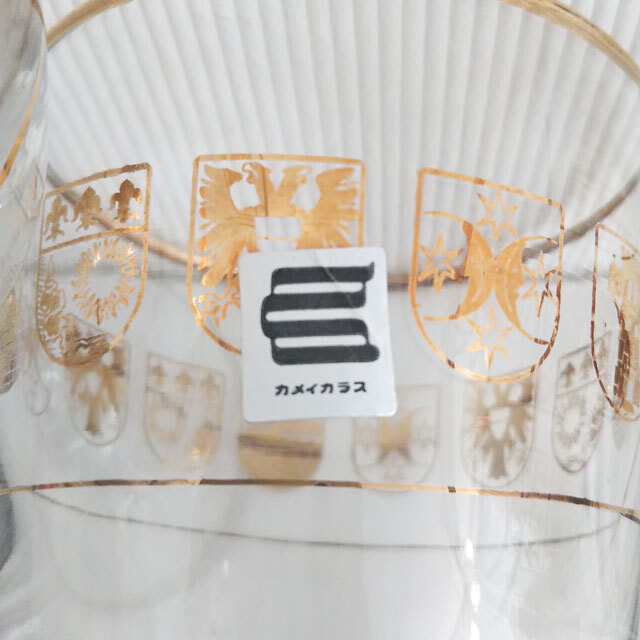 カメイガラス グラス 4個 タンブラー ワイングラス コップ 金彩 洋食器 レトロ_画像8
