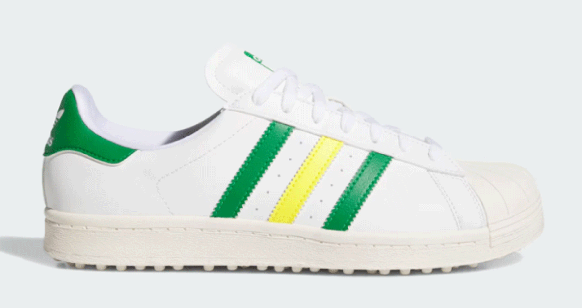 新品■アディダス■2025.2■SS80 スパイクレス■IH8535■CLOUD WHITE/GREEN/YELLOW■23.5CM■往年のアイコンがスパイクレスゴルフシューズ
