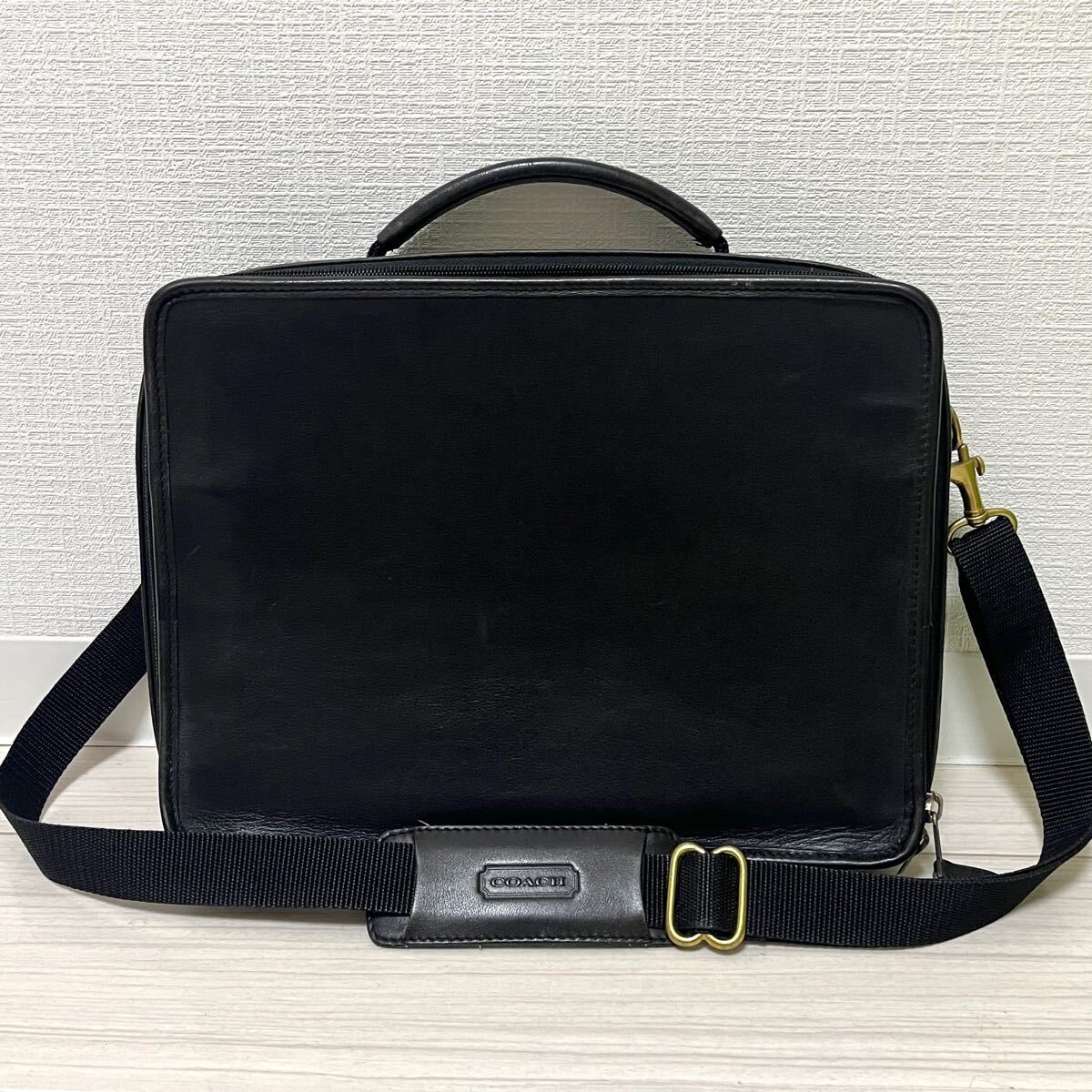 COACH コーチ ビジネスバッグ メンズ ブリーフケース 黒 ブラック レザー ナイロン バッグ ショルダーバッグ